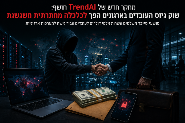 מחקר חדש של TrendAI חושף: שוק גיוס העובדים בארגונים הפך לכלכלה מחתרתית משגשגת; פושעי סייבר משלמים עשרות אלפי דולרים לעובדים עבור גישה למערכות ארגוניות